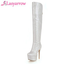 Lasyarrow-Botas de tacón de aguja para mujer, botas de tacón alto hasta el muslo, de talla grande 33-48, F549 2024 - compra barato