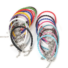 HOT 10Pcs Random Mixed Color Braided Cow Leather Braided Bracelet Cord For Jewelry Findings with Lobster Clasp Fit Charms DIY 2024 - buy cheap