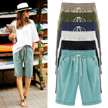 Cotton Linen Pants Women Summer High Waist  Plus  Size Casual Loose Elastic Pockets Trousers 4xl 5xl 6xl 2024 - buy cheap