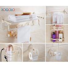 Xogolo Space Aluminum Fashion White Carving Bath Hardware Set Towel Rack Shelf Paper Holder Bathroom Accessories 2024 - buy cheap