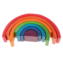 Blocos de construção educacionais montessori, brinquedos para bebês pequenos, em madeira, 7 cores, empilhador de arco-íris 2024 - compre barato