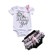 Bebê recém-nascido meninas carta impresso macacão + rendas tutu shorts verão outfits 2pcs 2024 - compre barato