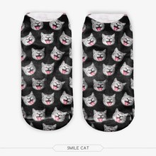 black smile cat sock 2016 new fashion 3D printed Cotton harajuku cotton  harajuku Ankle Sock Hosiery 2024 - buy cheap