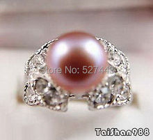 Wholesale FREE SIP>>Real Purple Pearl 18KWGP Crystal Butterfly Ring Size: 7. 8. 9 2024 - buy cheap