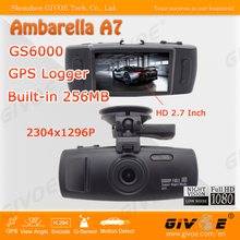 Original GS6000 Ambarella A7 3H2F  Car DVR Video Recorder With Super Night Vision+GPS Logger+FullHD30FPS+140 View +Free Shipping 2024 - купить недорого