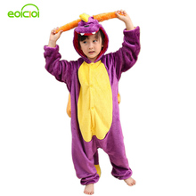 EOICIOI Set kigurumi Purple Dragon Kids Pajamas For Boys Girls Flannel Animal Onesie Winter Children Sleepwear Christmas Pyjamas 2024 - buy cheap