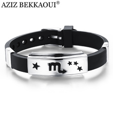 AZIZ BEKKAOUI Silicone Stainless Steel Bracelet Bangle 12 Constellations Bracelets Fashion Jewelry Personality Diy Name Bracelet 2024 - buy cheap