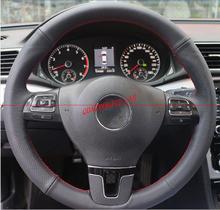 QDAEROHIVE-cubierta de microfibra Artificial para volante de coche, cubierta de cuero para Volkswagen VW Gol Tiguan Passat B7 Passat Touran Jetta 11 2024 - compra barato