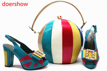 Doershow-zapatos y monedero italianos decorados con diamantes de imitación para mujer, zapatos y Bolsa, MQ1-11 2024 - compra barato