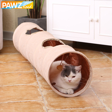 PAWZRoad Cat Tunnel 120cm Long Suede Comfortable Fabrics Adjustable Shape 2 Holes Collapsible With Ball  Puppy Rabbit Pet Toys 2024 - buy cheap