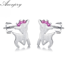 ANENJERY 925 Sterling Silver Simple Christmas Jewelry Elk Deer Earrings For Women Girl Gift S-E487 2024 - buy cheap
