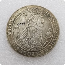 Copia de moneda de doble THALER 1650 de Polonia, CASIMIR de jauni, Danzig 2024 - compra barato