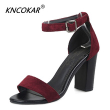 Hot Big Size 33-48 Hot Sale Women Sandals Flock Summer Shoes Simple Buckle Party Wedding Shoes Sexy High Heels Shoes 2024 - buy cheap