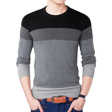 Autumn Fashion Brand Casual Sweater O-Neck Striped Slim Fit Mens Sweaters Pullovers Men Pull Homme Contrast Color Knitwear 2022 2024 - buy cheap