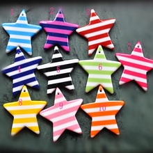 Resin with hole Crafts For DIY Decoration10pcs Mixed 33mm Popular And Cute Flat Back Resin Stripe Star Pendant 2024 - buy cheap