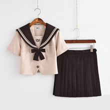 Новый милый костюм моряка для девочек в японском и корейском стиле, школьная форма, комплекты одежды, рубашка с короткими и длинными рукавами + юбка 2024 - купить недорого