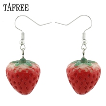 TAFREE Cute Strawberry Dangle Earrings fashion Simulation Delicious Fruit Pendant Girls Women Earrings Drop Shipping Jewelry 2024 - buy cheap