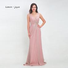 Lemon joyce Elegant Evening Dresses 2020 Sexy V-neck Backless High Split Party Dress Prom Gowns Plus Size robe de soiree 2024 - buy cheap