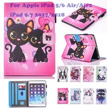 Fashion Pattern Unicorn Cat Stand Pu Leather Fundas Case For Apple iPad 5/6 air/air2 iPad 9.7 2017/2018 Tablet Cover Cases Coque 2024 - buy cheap