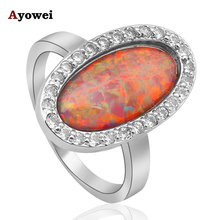 Gorgeous rings for women Orange fire Opal Silver Stamped Health fashion jewelry Rings USA Size #6#7#8#9 OR714A 2024 - buy cheap