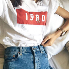 2020 top solto de manga curta estampa de letras engraçada lindo gola redonda, camiseta harajuku feminina moda verão 1980 2024 - compre barato