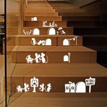 Cartoon Animal  Mouse Family Hole Carved Stair Wall Stickers Home Decoration Living Room Wall Decals Self-adhesive DIY Art Mural 2024 - buy cheap