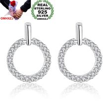 OMHXZJ Wholesale Personality Fashion OL Woman Girl Wedding Gift White Circle Zircon S925 Sterling Silver Stud Earrings YS466 2024 - buy cheap