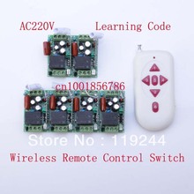 220 V 1CH Rádio Sem Fio RF Switch Controle Remoto 6 Receiver & 1transmitter Aprendizagem Código 315/433 Mhz mini tamanho