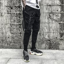 New Arrival Skinny Stylish Self-Assertion Ribbon Black Men's Jogger Pencil Pants Hip Hop Autumn Male Casual Full Length Trousers 2024 - buy cheap