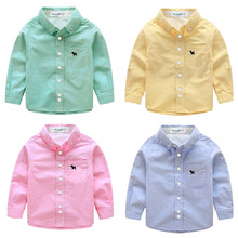 Новинка, хлопковая рубашка с длинным рукавом для мальчиков, Осень-зима, весна и осень, корейская детская одежда, белая однотонная Детская рубашка 2024 - купить недорого