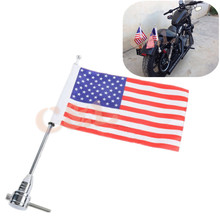 Motocicleta com suporte lateral traseiro, rack de bagagem com bandeira vertical americana para harley touring, rei da estrada, glide & flht chrome 2024 - compre barato