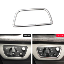 JEAZEA Silver Stainless Steel Car Interior Head Fog Light Lamp Control Button Trim Cover For Audi A4 B9 A5 F5 Q5 FY 2016-2019 2024 - buy cheap