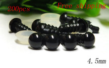 Free shipping!!! 4.5mm black safety toy eyes with with Plastic washer---100pairs 2024 - buy cheap