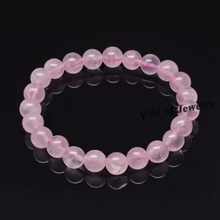 Pulsera de cuentas de cuarzo rosa, pulsera de cristal Rosa Natural para regalo, 8mm, venta al por mayor, 5 uds. 2024 - compra barato