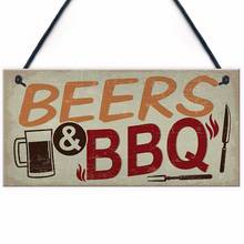 Meijiafei BEERS BBQ Novelty Hanging Garden Sign Barbeque Man Cave Shed SummerHouse Plaque Dad Grandad Friendship Gift  10" x 5" 2024 - buy cheap