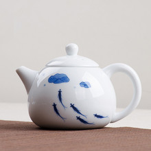 300ml Hand painted blue white fish Kung Fu Ceramic teapot underglaze color porcelain pots Kung Fu Pu'er teaware Free shipping 2024 - buy cheap
