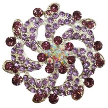 Dark Purple Fashion Flower Hot Christmas Brooches Jewelry Rhinestone Brooch Wedding Clip BRO03 2024 - buy cheap