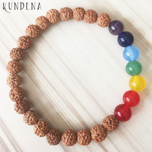 7 Chakra Rudraksha Beaded bracelet 8mm Rudraksha wrist Mala Energy chakra Bracelet For men and women 2024 - buy cheap