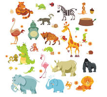 Забавные животные, милый динозавр, Зебра, жираф, змея, Наклейки на стены, детские комнаты, спальня, домашний декор, Мультяшные настенные наклейки с животными, diy, росписи 2024 - купить недорого