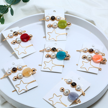 3Pcs/ Set Korea Styles gold Metal Stars Hairpins Pearl Colorful Beads Hair Clips hairgrips Tool Barrette for women Accessories 2024 - buy cheap