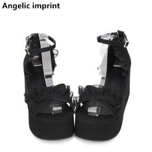 Angelic imprint woman mori girl lolita cosplay shoes lady trifle heel wedges pumps women princess summer dress sandals 33-47 8cm 2024 - buy cheap