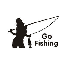 Go Fishing-calcomanías de vinilo para mujer, 16,8 cm x 10,9 cm, S9-0002 2024 - compra barato