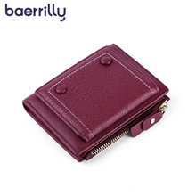 Women Wallet Mini Leather Wallet Genuine Leather Mini Bag Porte Feuille Femme Short Clutch Bags Card Holder Coin Purse Zipper