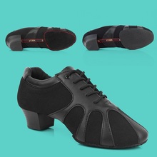 Sapatos de dança profissional para homens adultos, sapatos de salto elástico com palmilha de vitela, 5cm e fundo macio para dança latina 2024 - compre barato