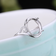 925 стерлингового серебра свадебное кольцо для женщин кольцо Кристалл 10x12 овальный кабошон полу крепление кольцо изысканные детали ювелирного изделия регулируемый 2024 - купить недорого