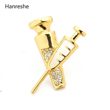 Gold Silver Color Syringe Pin Brooches Medical Jewellery Doctor/Nurse Student Fashion Crystals Brooches for Women Lapel Pi 2024 - buy cheap