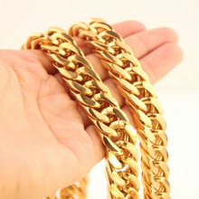 14mm qualidade superior pesado enorme masculino jóias legal 316l aço inoxidável colar ou pulseira curb cubana chain ouro 8-40" 2024 - compre barato
