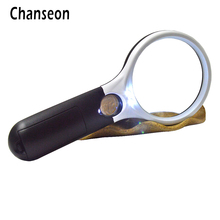 Chanseon 45X 3X Handheld Reading Magnifying Glass With 3 LED Light Hand-held Magnifier Lens Jewelry Watch Map Newspaper Loupe 2024 - buy cheap