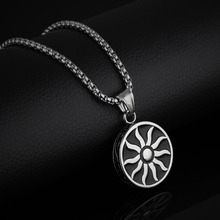 Holiday Jewelry Stainless Steel sun god Round Pendant Vintage Black3mm 21.6'' 2024 - buy cheap