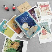 Caja de lata de dibujos animados para tarjetas de felicitación, set de tarjetas postales de estilo clásico europeo, 40 unids/lote, H009 2024 - compra barato